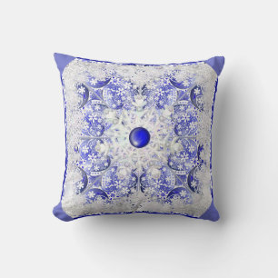 Keramisch kant blauw van Griekenland & sneeuwvlok Kussen