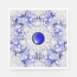 Keramisch kant blauw van Griekenland & sneeuwvlok Servet