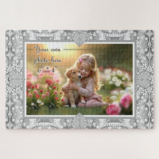 Keramisch kant grijs legpuzzel (Horizontaal)