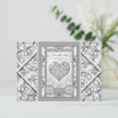 Keramisch kant grijs RSVP kaartje (Staand voorkant)