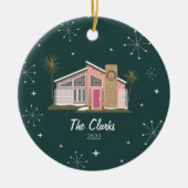 Keramisch kerstkeramisch decoratief mideeuwse roze keramisch ornament (Voorkant)