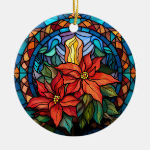 Keramisch kerstornament met poinsettia ornament