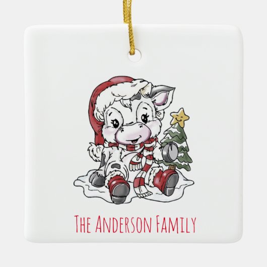 Keramisch Ornament met keramische Koe (Voorkant)