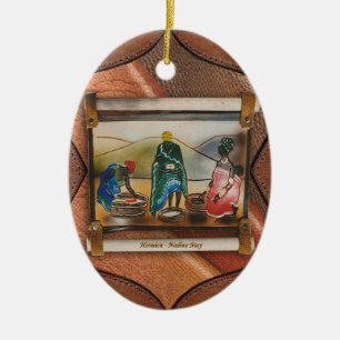 Keramisch ornament met twee grafische kaarten