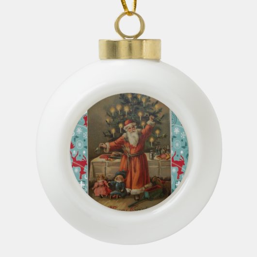 Keramisch Ornament voor kerstbedekking, Santa  (Voorkant)