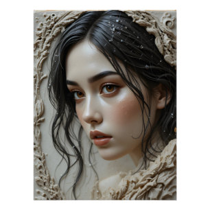 Keramisch portret met dauwkus perfect poster