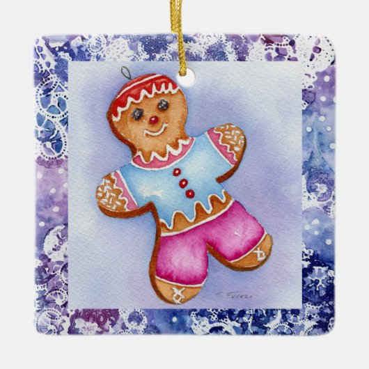 Keramisch sieraad "Gingerbrood Boy" Keramisch Ornament (Voorkant)
