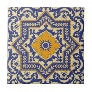 Keramische Azulejo Style Blue Oranje Tile Tegeltje