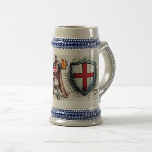 Keramische bier mok met Crusader Knight design (Voorkant rechts)