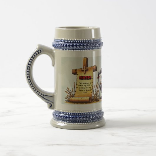 Keramische bier mok met Crusader Knight design (Links)