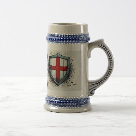 Keramische bier mok met Crusader Knight design (Rechts)