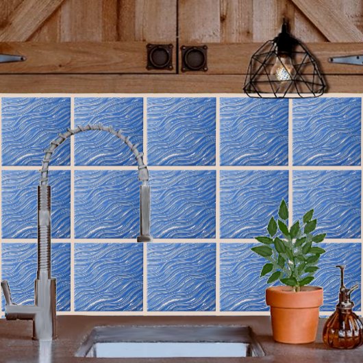 Keramische Decoratieve Tegel Blauw water look Tegeltje