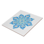 Keramische decoratieve tegel met lichtblauw medail tegeltje (Zijkant)