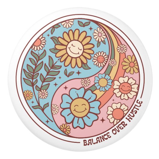 Keramische deurknop - Bloemen Knop (Voorkant)