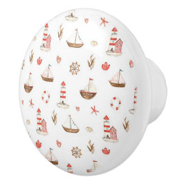Keramische Deurkruk Boot & Vuurtoren Knop