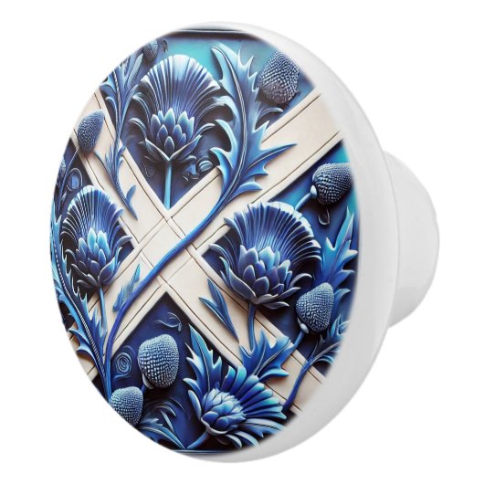 Keramische draaiknop met Scottish Thistles Design Keramische Knop (Rechts)