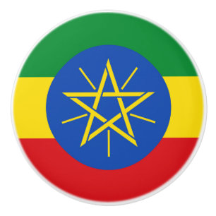 Keramische draaiknop met vlag van Ethiopië Knop