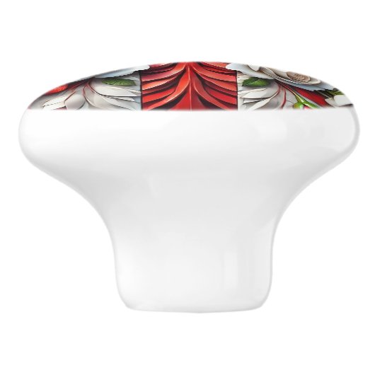 Keramische draaiknop trekken met Engelse Rozen Keramische Knop (Zijkant)