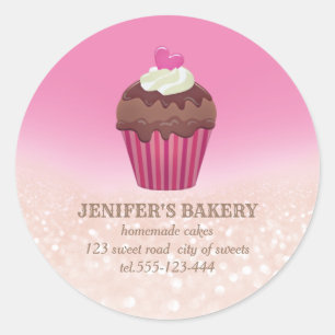  keramische glitterie Homemade cupcakes en snoepje Ronde Sticker