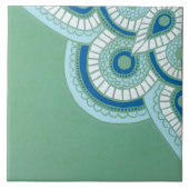 Keramische groene en blauwe geometrische Tegel Tegeltje (Voorkant)