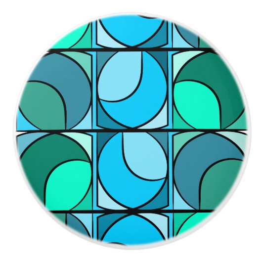 Keramische handgreep 70' blauw knop (Voorkant)