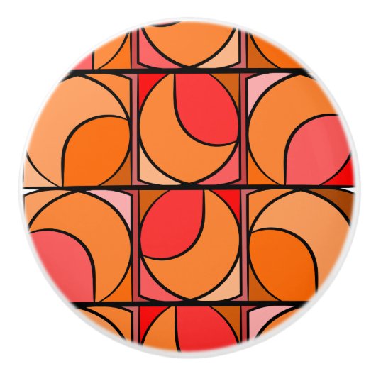 Keramische handgreep 70' Oranje Keramische Knop (Voorkant)