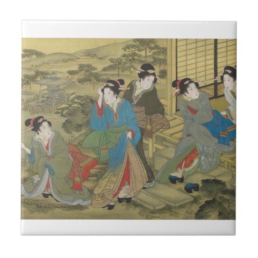 Keramische Japans Traditionele Tegels Tegeltje (Voorkant)