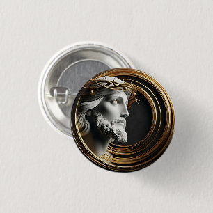Keramische Jezus met goddelijke aanraking die naar Ronde Button 3,2 Cm