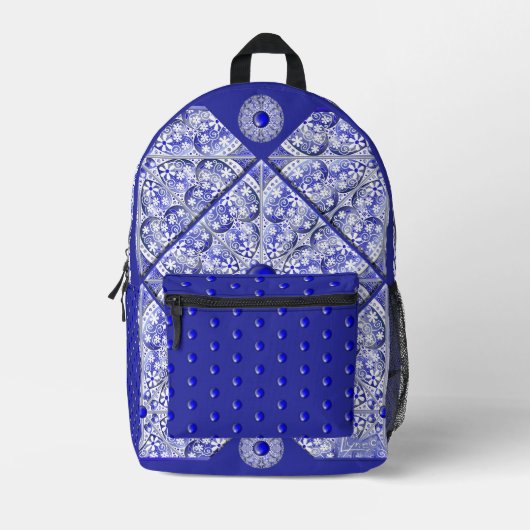 Keramische Kant Blauw van Griekenland Bedrukte Rugzak (Voorkant)