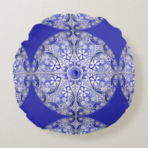 Keramische kant Blauw van Griekenland Rond Kussen