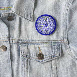 Keramische Kant Blauw van Griekenland Ronde Button 5,7 Cm