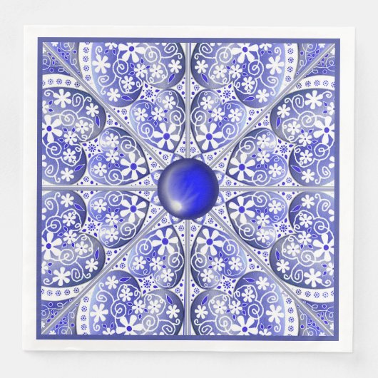 Keramische Kant Blauw van Griekenland Servet (Voorkant)