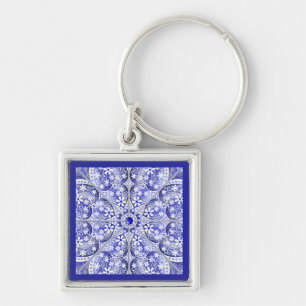 Keramische Kant Blauw van Griekenland Sleutelhanger