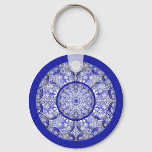 Keramische Kant Blauw van Griekenland Sleutelhanger