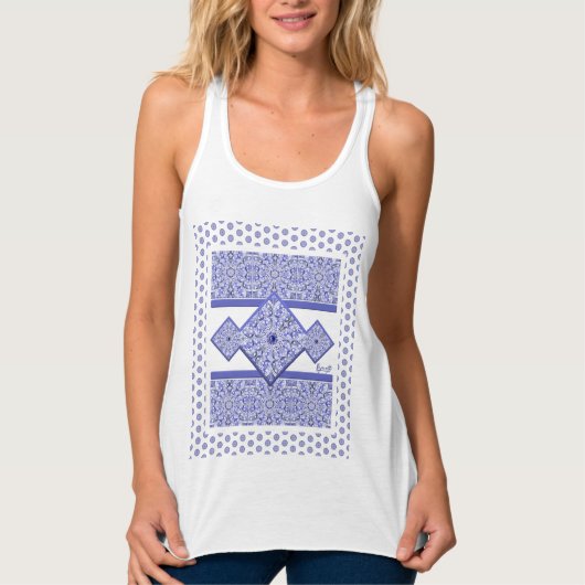 Keramische Kant Blauw van Griekenland Tanktop (Voorkant)