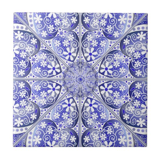 Keramische Kant Blauw van Griekenland Tegeltje (Voorkant)
