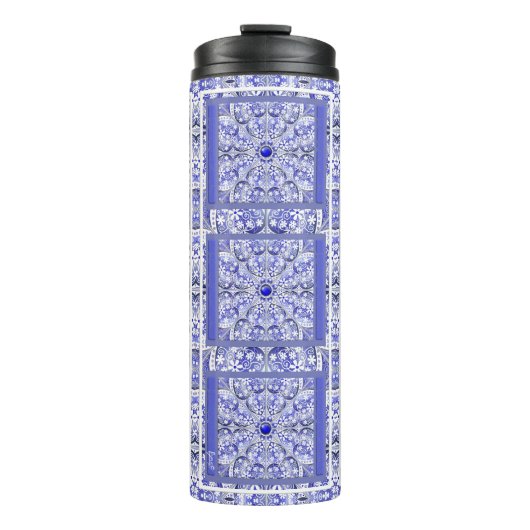 Keramische kant Blauw van Griekenland Thermosbeker (Voorkant)