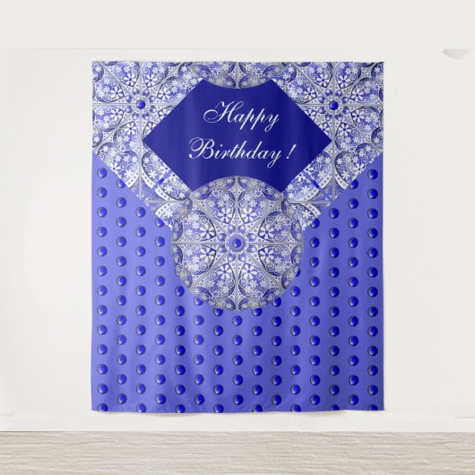 Keramische kant Blauw van Griekenland Wandkleed (Voorkant)
