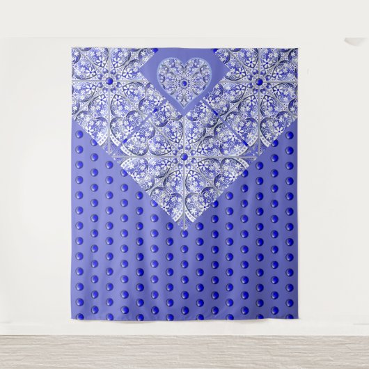 Keramische Kant Blauw van Griekenland Wandkleed (Voorkant)