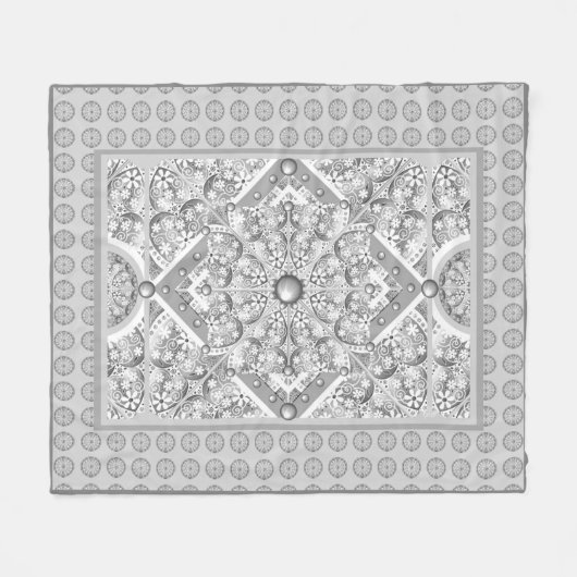 Keramische kant grijs fleece deken (Voorkant (Horizontaal))