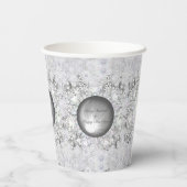 Keramische kant grijs & sneeuwvlok papieren bekers (Achterkant)
