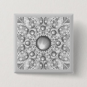 Keramische kant grijs vierkante button 5,1 cm
