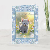 Keramische kant lichtblauw moederdag bedankkaart (Voorkant)