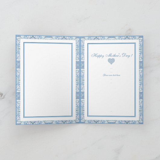 Keramische kant lichtblauw moederdag bedankkaart (Binnen)