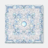 Keramische kant Lichtblauw & sneeuwvlok Magneet (Voorkant)