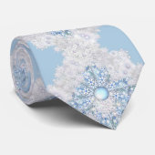 Keramische kant lichtblauw & sneeuwvlok stropdas (Opgerold)