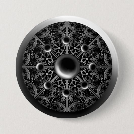 Keramische kant zwart ronde button 7,6 cm (Voorkant)