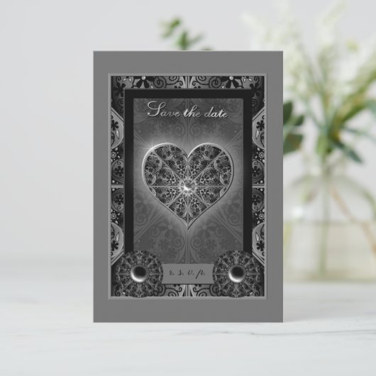 Keramische kant Zwart RSVP Kaartje (Staand voorkant)