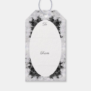 Keramische kant zwart & sneeuwvlok cadeaulabel