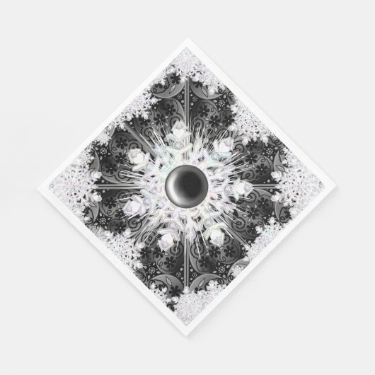 Keramische kant zwart & sneeuwvlok servet (Hoek)